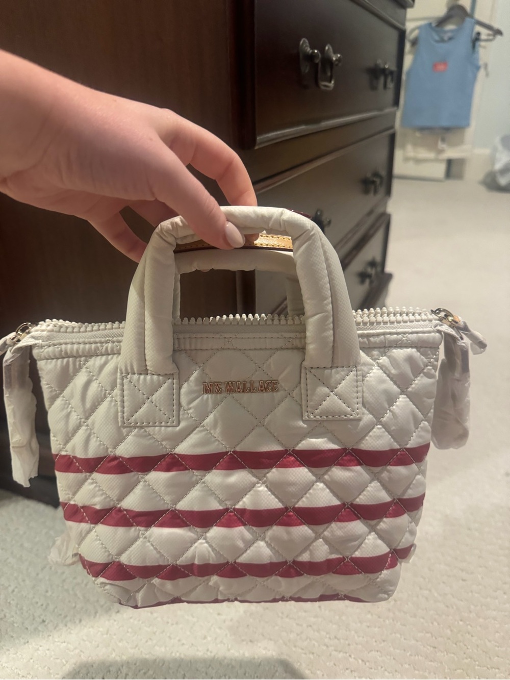 MZ Wallace White & Red Quilted Mini Purse - Picture 4 of 5